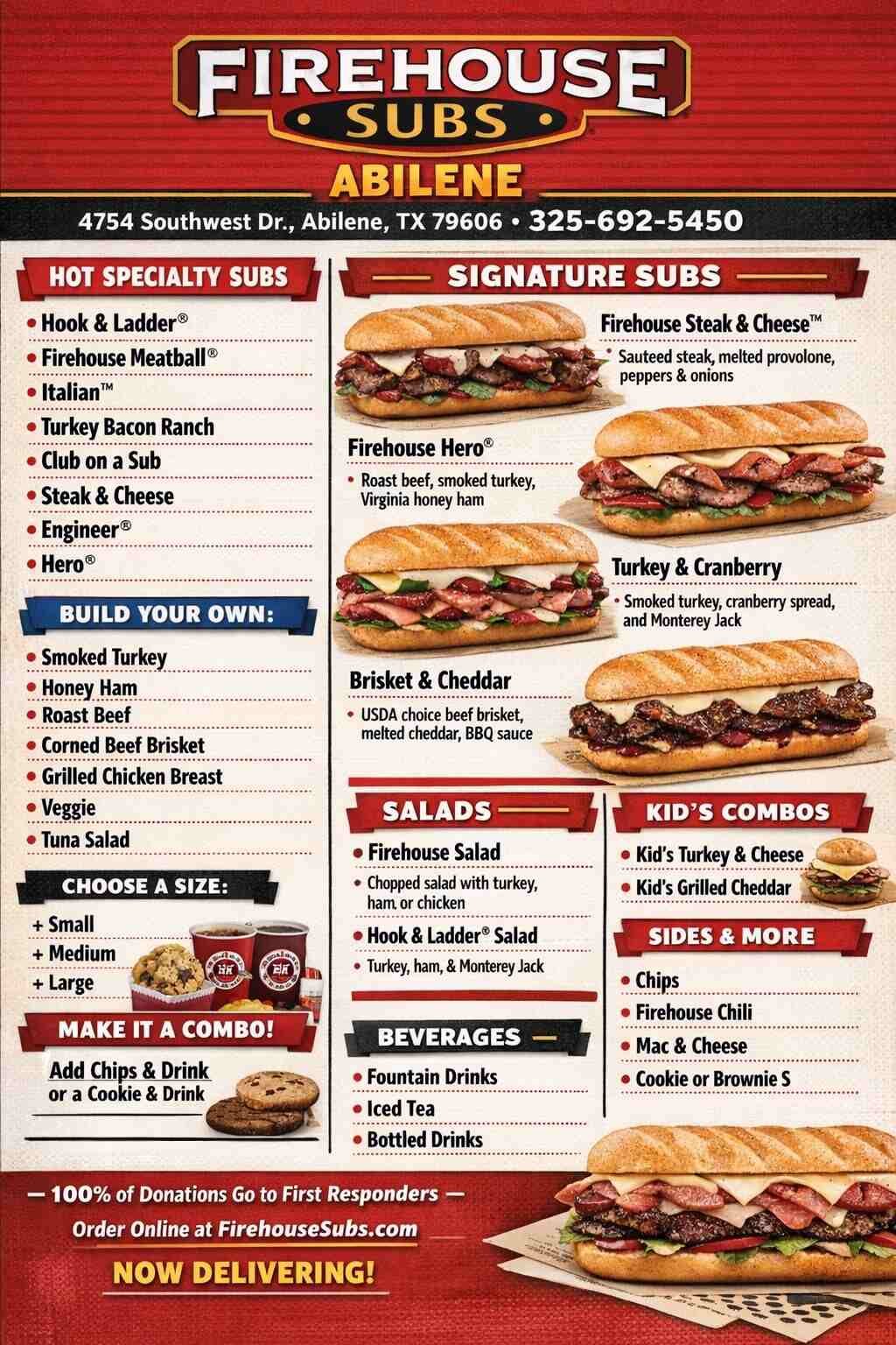 Firehouse Subs Abilene Menu