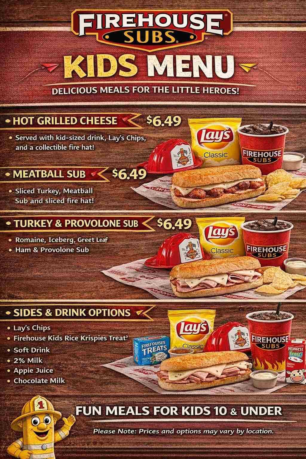 Firehouse Subs Kids Menu